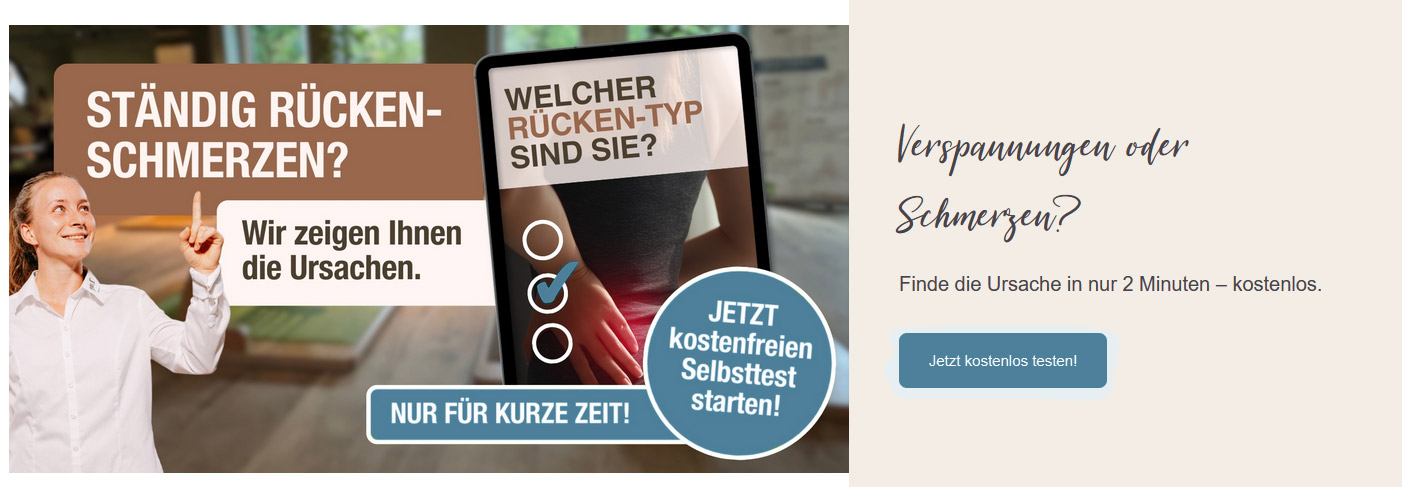 Rücken Verspannung oder Schmerzen. Finde die Ursache in nur 2 Minuten.